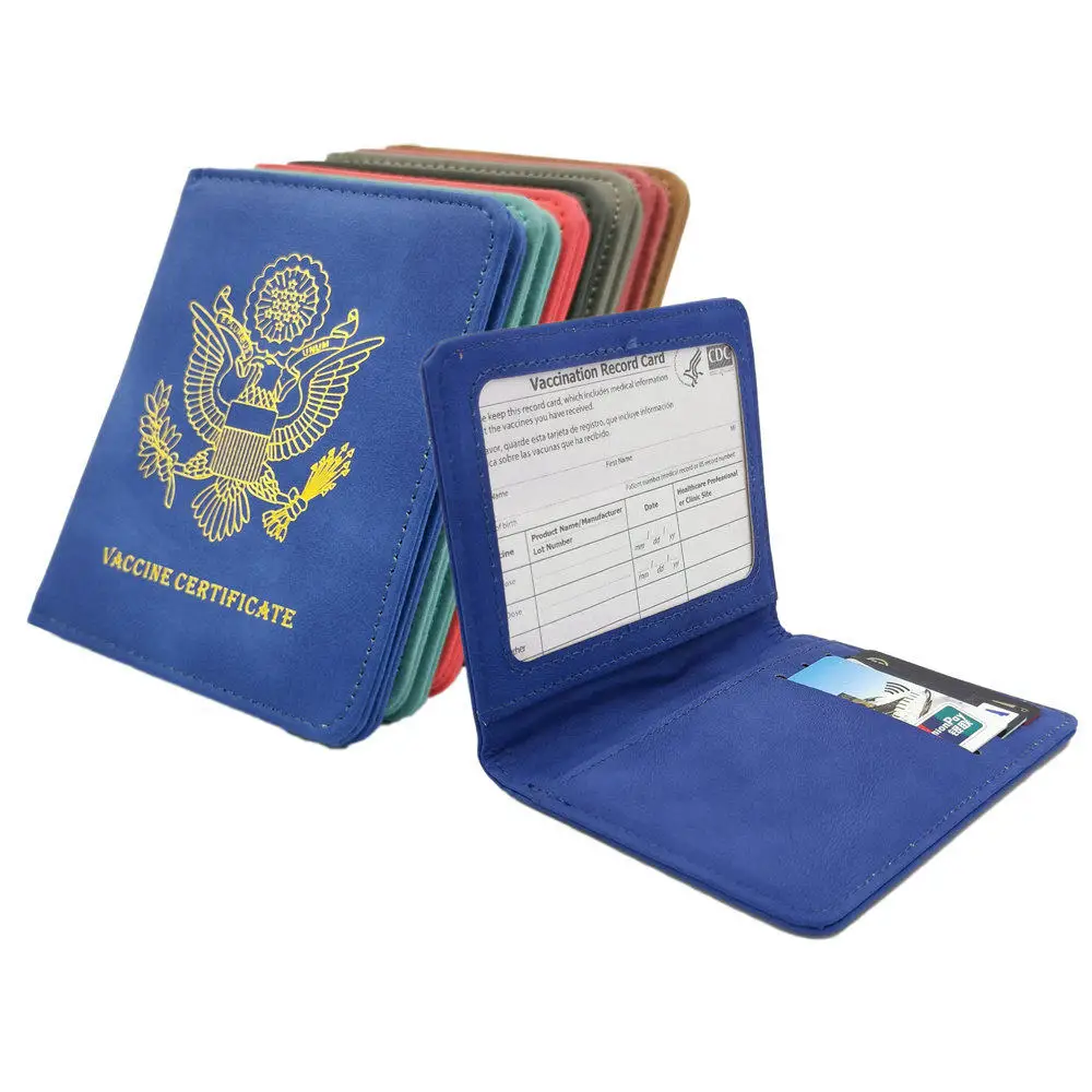 

Wholesale 4*3 inch RFID Blocking card holder protector cover for CDC Vaccine CERTIFICATE record card and credit card protect, 7 color choice