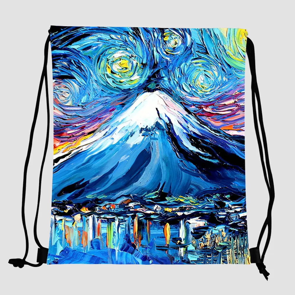 

custom painting cotton canvas backpack string polyester sublimation drawstring bag