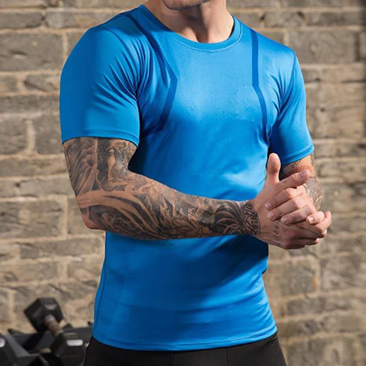 

Men High Quality Custom Quick Dry Printing Gym Workout Tshirt Blank Sports Running Fitted T-Shirt, Customized color