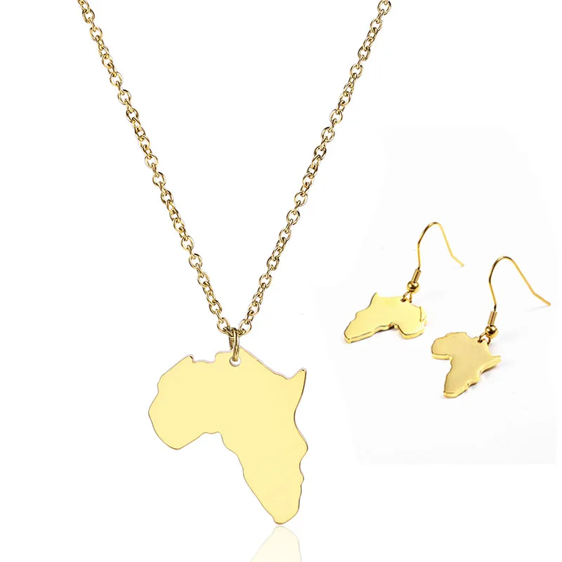 

Amazon New 18K Gold High Polished Blank Africa Map Necklace Earrings Stainless Steel African Map Earrings Necklace