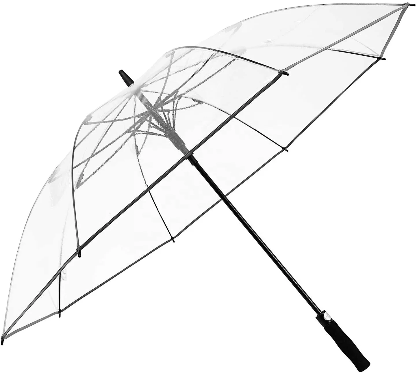 Big Size 30inch Clear Poe/ Pvc Windproof Transparent Golf Umbrella With