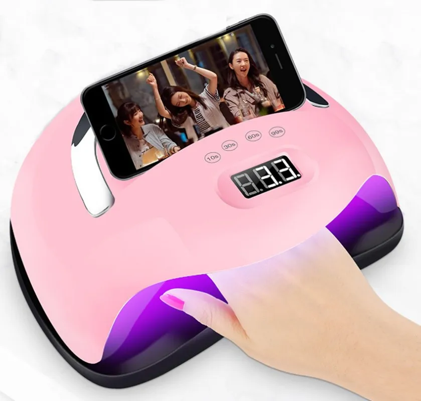 

Professional 168w large power digital led light with phone holder fast drying sun uv lamp nail dryer