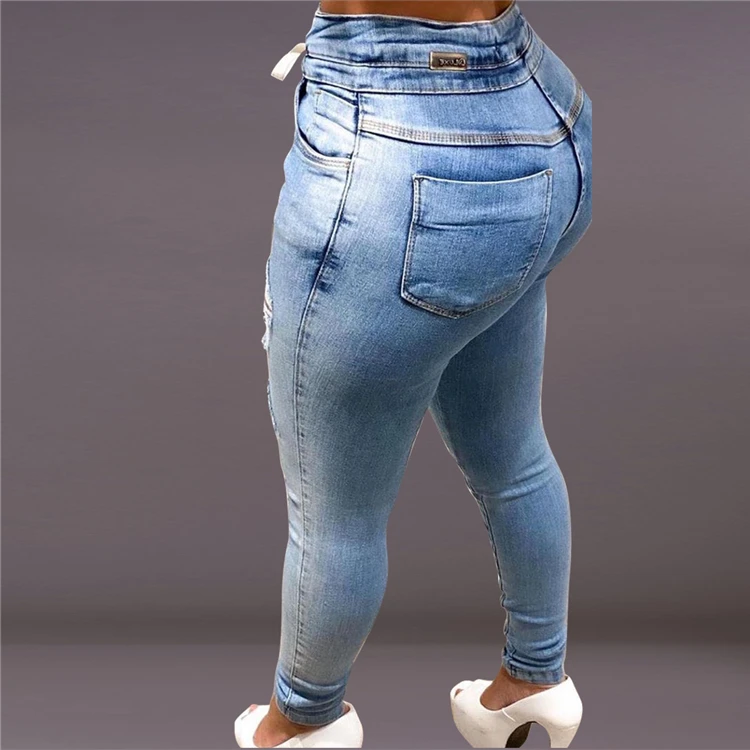 High Quality Wholesale Price Autumn Fashion Women Jeans Pants 2021 Casual Hole Ladies Pants Denim Bottom