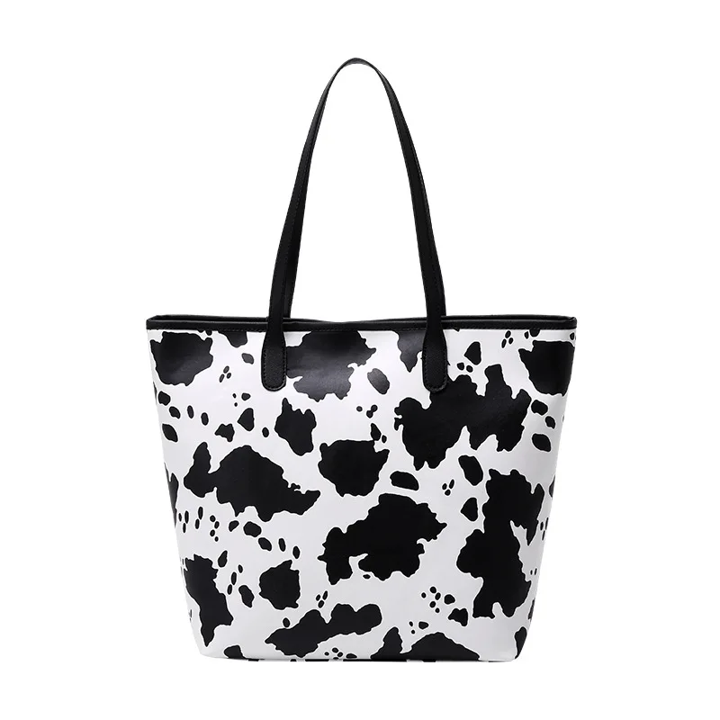 

2021 Woman PU Hand Bag Big Capacity Leather Tote for Women Handbags Ladies Bags Cow Print European American Style, Cow pattern/zebra-tripe