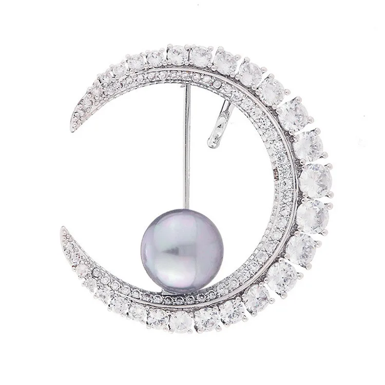 

Xingyue Luxury Brooch One Thousand and One Nights Zircon Moon High-end Brooch Pin Female Clothing Accessories Can Be Customized, Picture