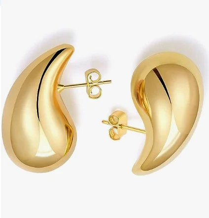 

Fashion Jewelry Lightweight Hypoallergenic Brass Gold Plated Big Teardrop Earrings Chunky Gold Hoop Earrings for Women