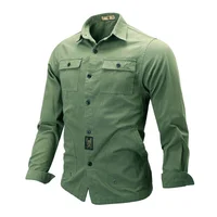 

New Fashion Men Spring Autumn Pure Cotton Pockets Button Lapel Long Sleeve Tops Blouse Casual Shirt