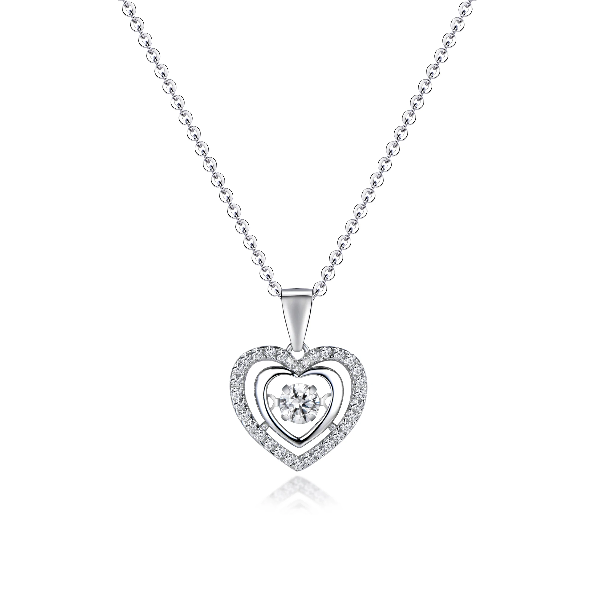 

Heart Shape Beating Heart Projection Necklace 925 Sterling Silver Languages I Love You Smart Necklace Wholesale, Necklace Silver