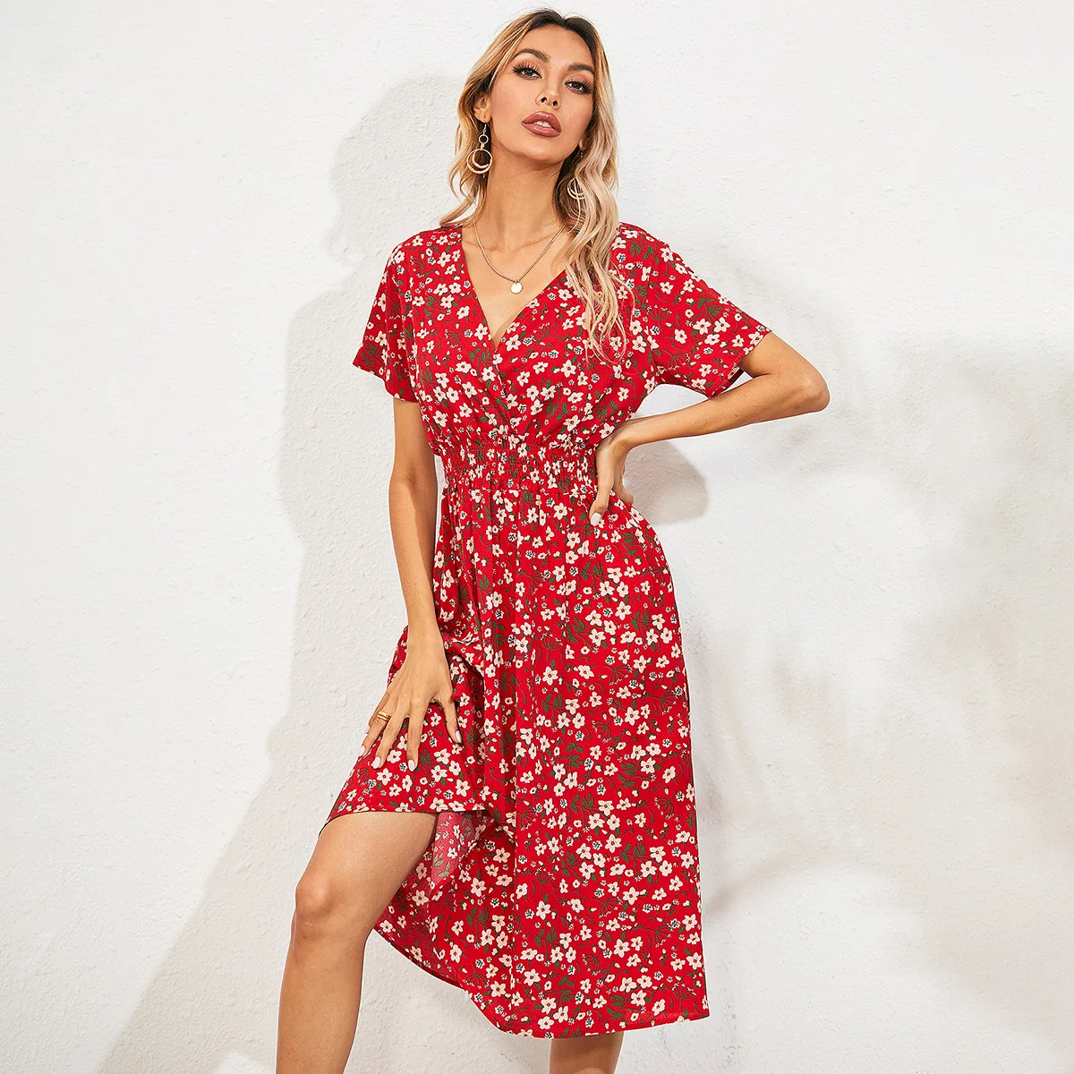 

Hot sale midi dresses women elegant casual midi summer dress floral maxi dress