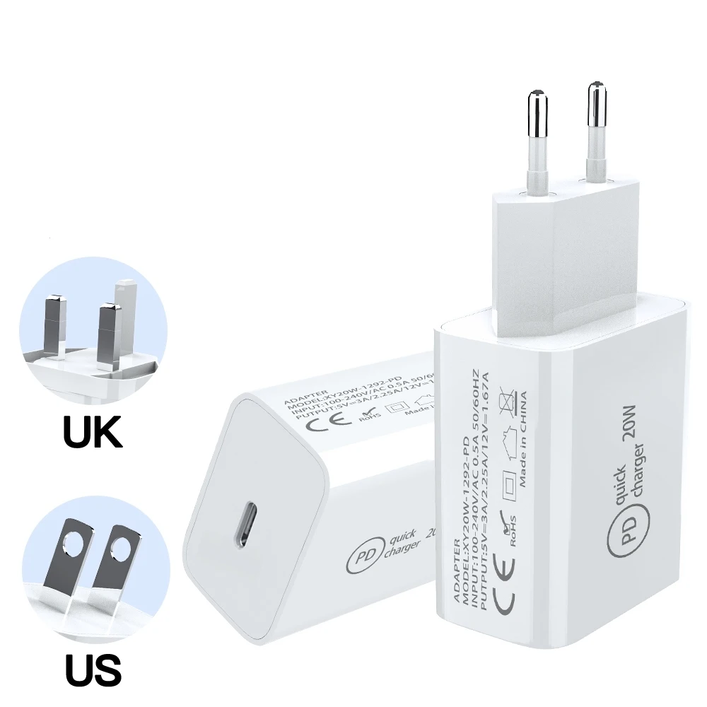 

20W PD Fast Adapter USB-C Wall Mobile IPhone Charger with LED display for new IPhone 12