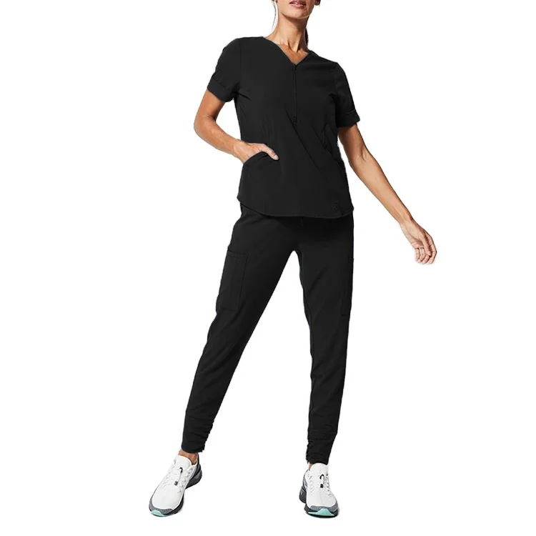 

Fashion design joggers polyester spandex stacked nurse scrub jogger sets women jogger scrub sets, Customized color