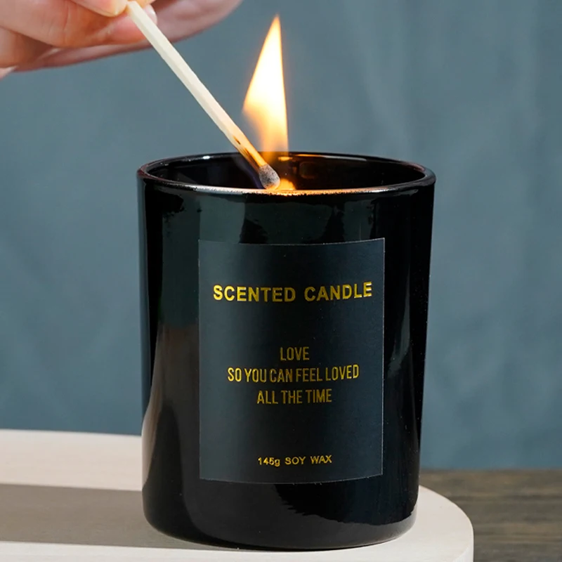 

Custom Aromatherapy Scented Candle Black Luxury Glass Candle Jars