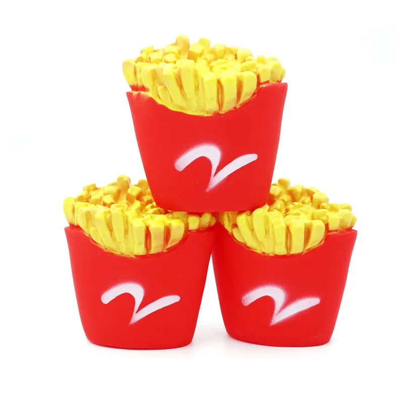 Manufacturer wholesale squeaky chew hamburger barbecue french fries chicken dog food vinyl toys