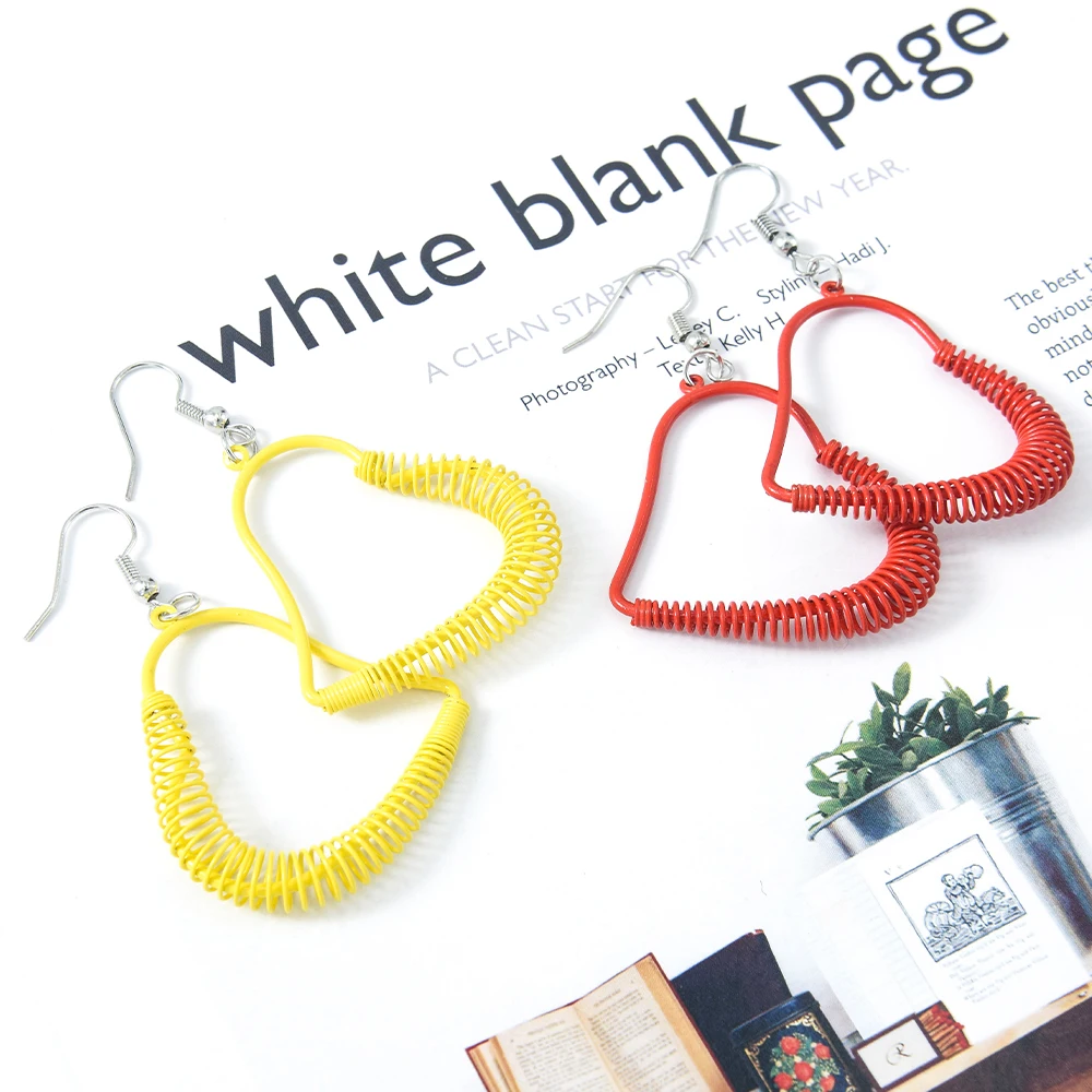 

Veijer fashion jewelry 2021 Silver Earring Yellow red Heart Earrings For Women, Red/yellow