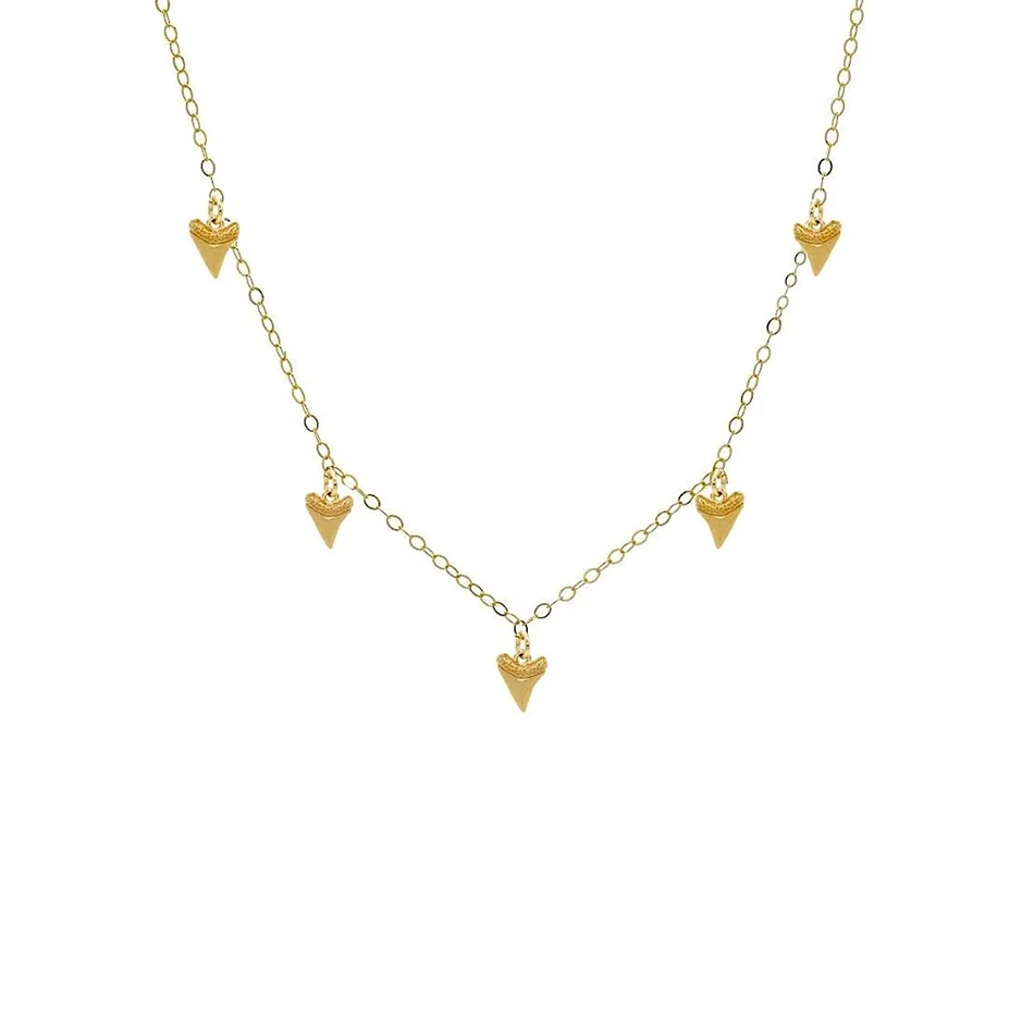 

Fashion Jewelry wholesale Gold Vermeil Jewelry 925 Sterling Silver Shark Tooth Charms Necklace For Women