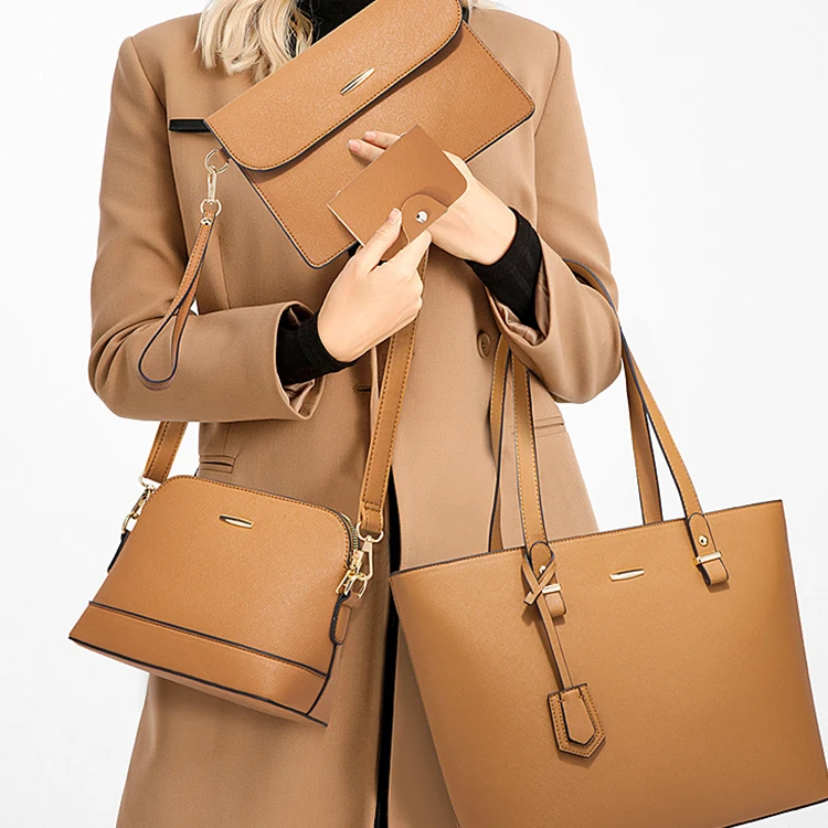 

2023 New Luxury Designer Pu Leather Ladies Hand Bags Set 4 In 1 Handbag Sets trendy bags
