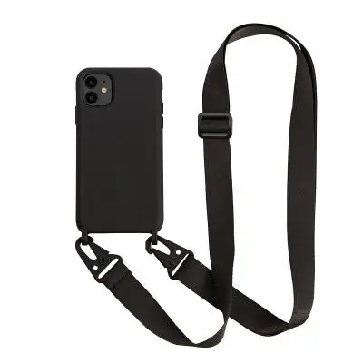 

Liquid Silicone Chain Necklace Cell Phone Case With Lanyard Neck Strap Rope Cord For iPhone 12