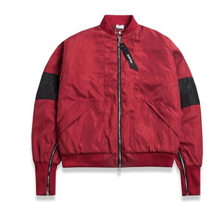 

Wholesale Men Contrast Cotton Padded Bomber Jacket, Black/red/green