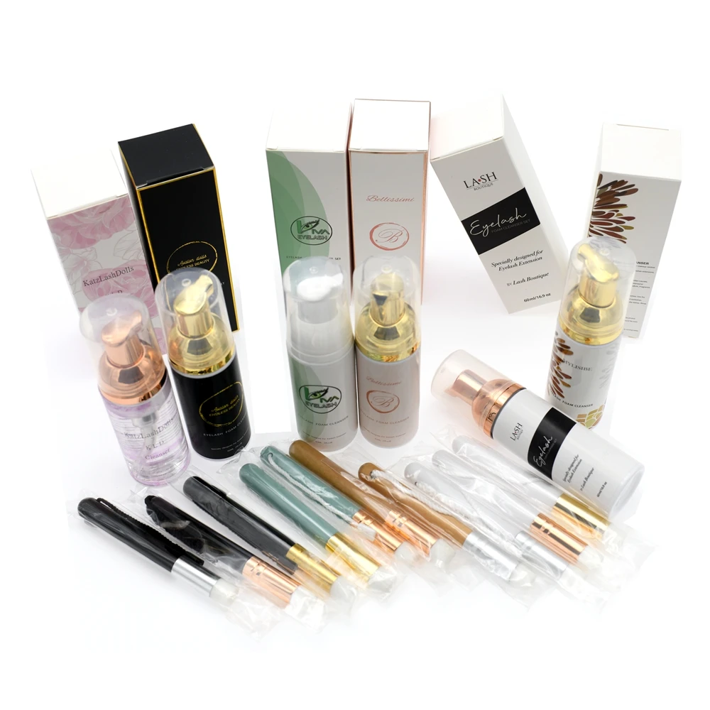 

Wholesale Eyelash Extension eyelash foam cleanser Shampoo Lash Foam Eyelash Cleaning Brush wimpern shampoo lash foam shampoo, Natural black