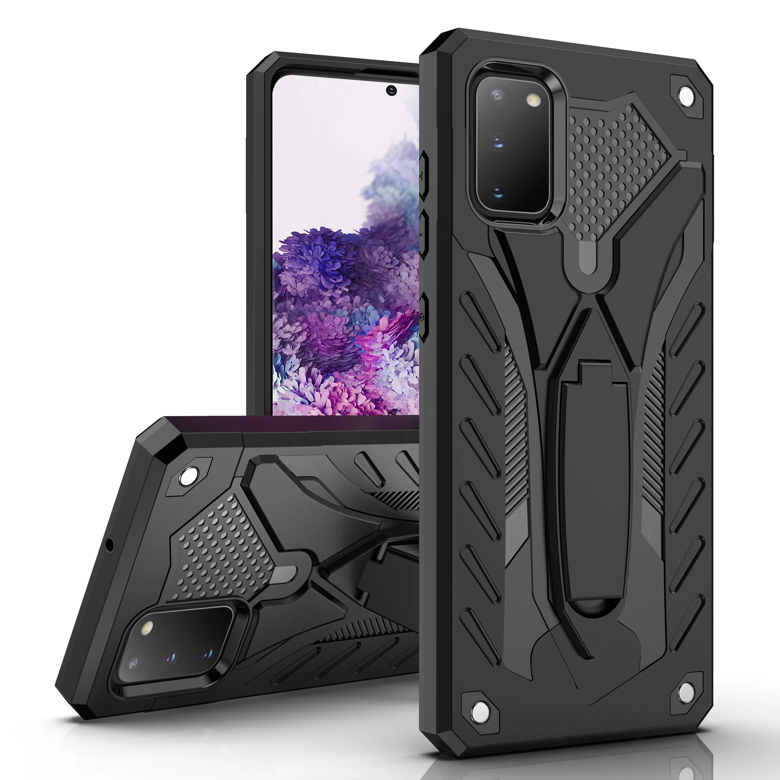 

ZHIKE Popular Rugged Shockproof 2 in 1 with Kickstand Mobile Phone Cover Case for Samsung Galaxy S20, Black, red, blue, silver, rose gold, luxury gold