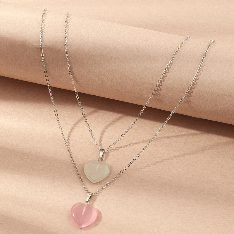 

2 Pieces/Set Of Opal Jewelry Collection Best Friend Love Pendant Necklace For Girls Jewelry