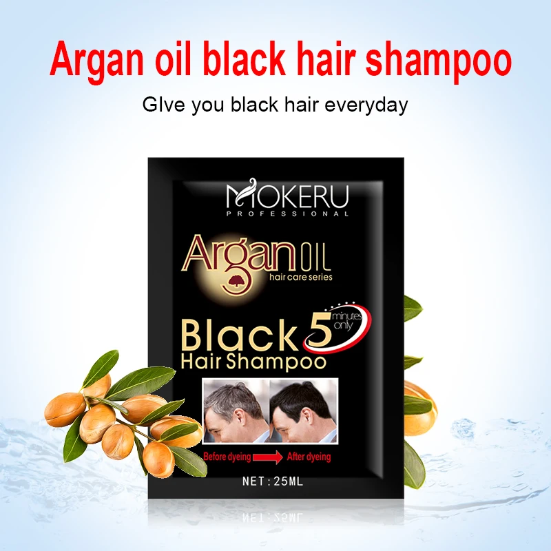 

Wholesale MOKERU 25ml Natural Long Lasting Herbal Permanent Fast Black Coloring Dye Sachet Shampoo For Covering Gray White Hair