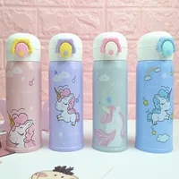 

Seaygift 2020 new cute school student 500ml stainless steel double walled water bottle kids funny cartoon unicorn water bottle