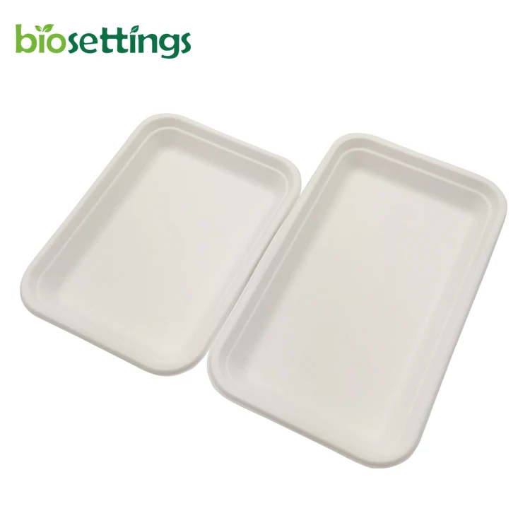 

PFAS FREE Party biodegradable bagasse bubbaboo weave rounded rectangle nature food natural bamboo plates