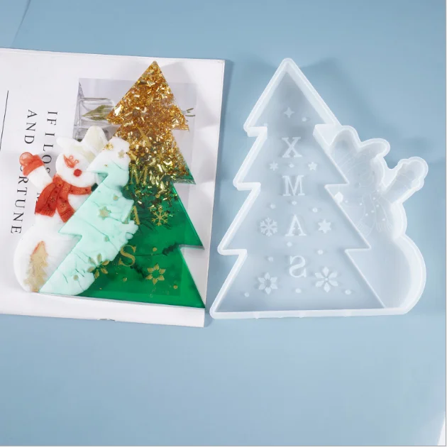 

DIY Crystal Epoxy Mold Christmas Tree Snowman Pendant Silicone Mold, White