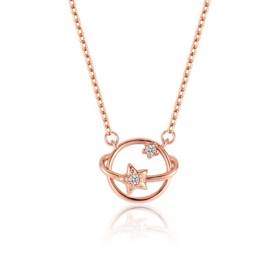 

S925 Silver Necklace Planet Pendant Fantasy Universe Starry Sky Clavicle Chain Necklace Delicate Dainty Forest Necklace Jewelry, Picture showing