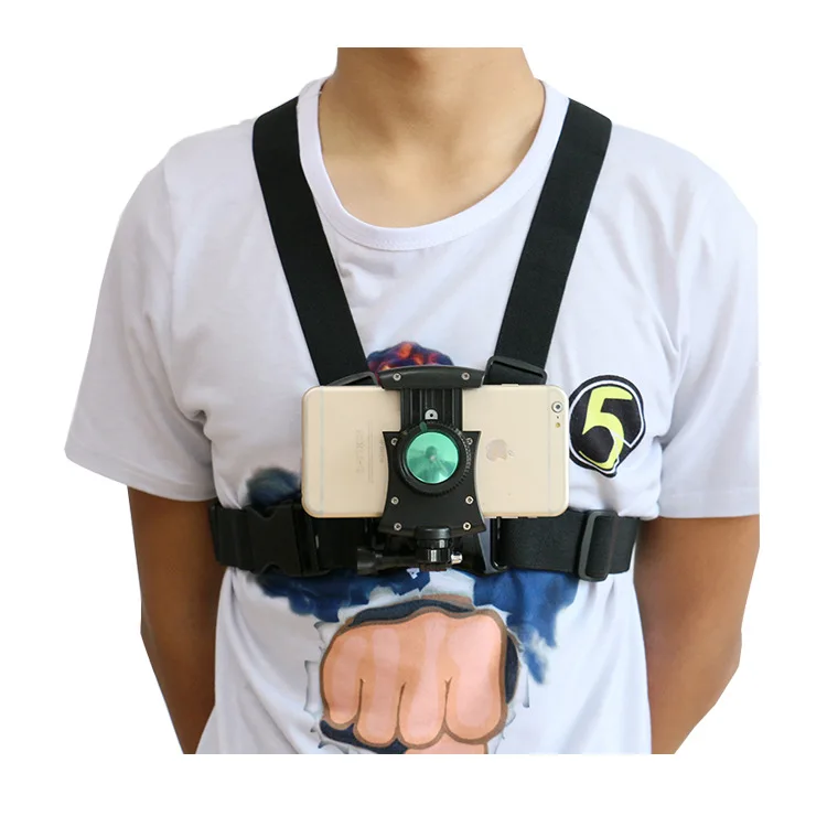 

Back Chest Strap For Mobile Phone Bracket Gopro Extreme Racing Rock Climbing Parkour Skiing Record Sports Camera Holder, Black