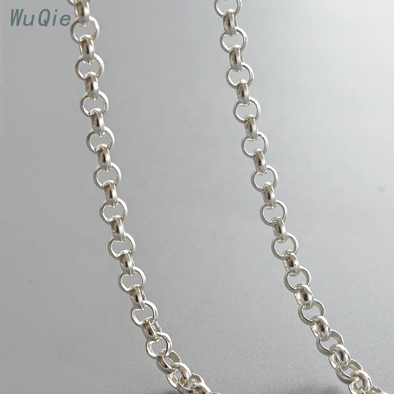 

Wuqie Wholesale Silver 925 Semi Finished Chain For Jewelry Making Necklace Jewelry Accessories Unisex DIY Round Rolo Chain