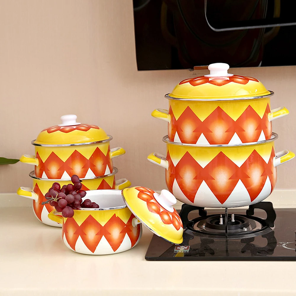 
High quality cooks 773DMY-5 pcs Kitchen pot enamel casserole cookware Enamel Cast Iron Cookware pot set promotion 