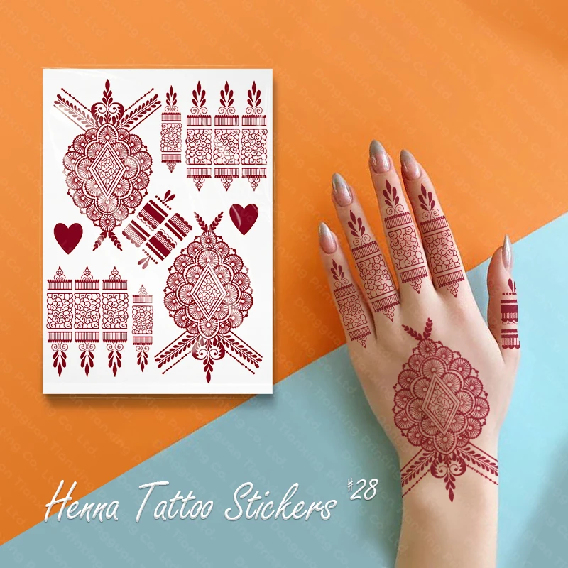 

Custom Waterproof 3d Floral Hand Temporary Henna Tattoo Stickers For Women Girls