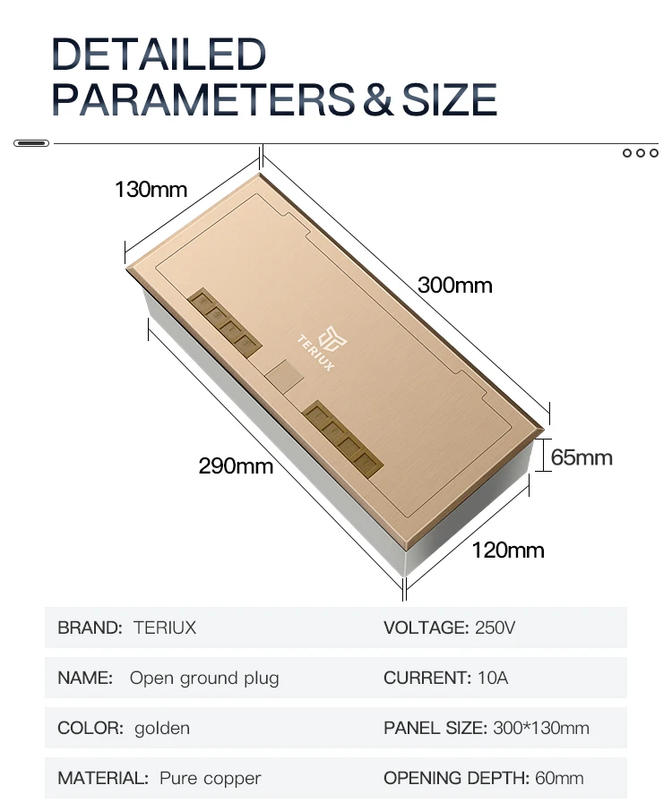 Three commercially customizable brass open floor socket boxes