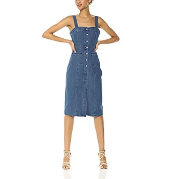 ladies denim overall dress