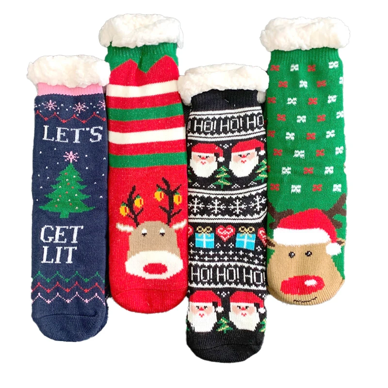 

Thicker warm winter cartoon thermal christmas fuzzy socks women