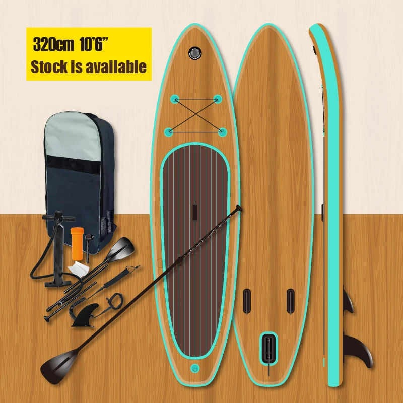 

New Design Drop Stitch Surfing Wood-look Inflatable SUP Stand Up Paddle Board, Wooden