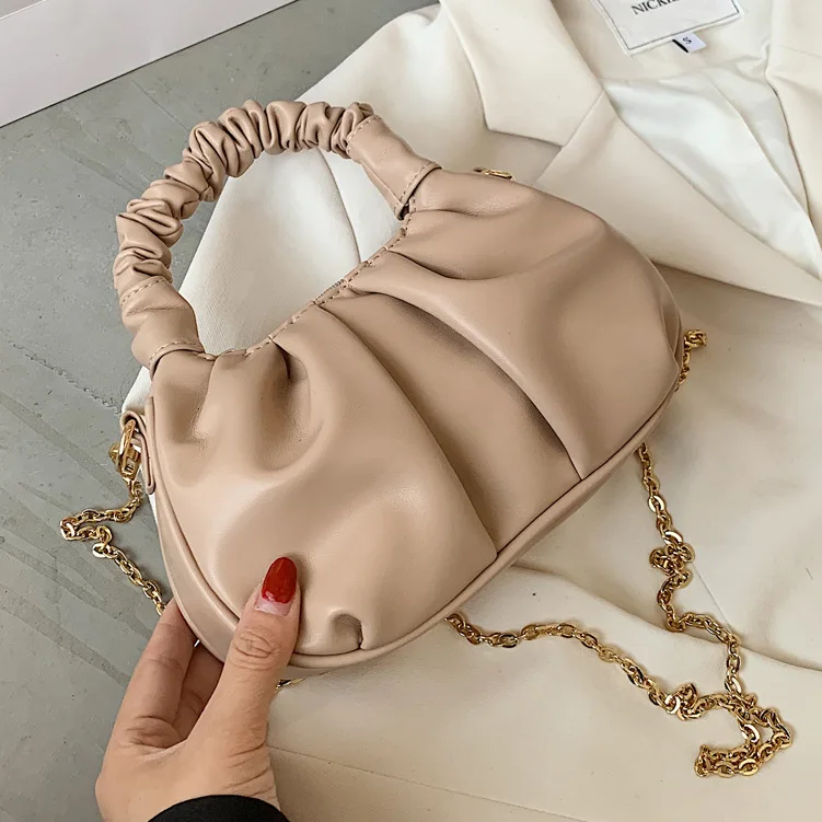 

2020 Korean fashion handbag pure color one-shoulder wowen's bag