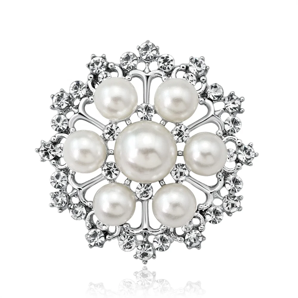 

Hot Selling Elegant Pearl Rhinestone Brooch for Wedding Decoration, Picture shows
