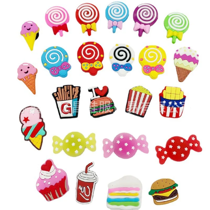 

Designer Cheap Custom Cartoon pattern lollipop candy Soft PVC Cartoon Croc Shoe Charm for DIY kid gift, Picture
