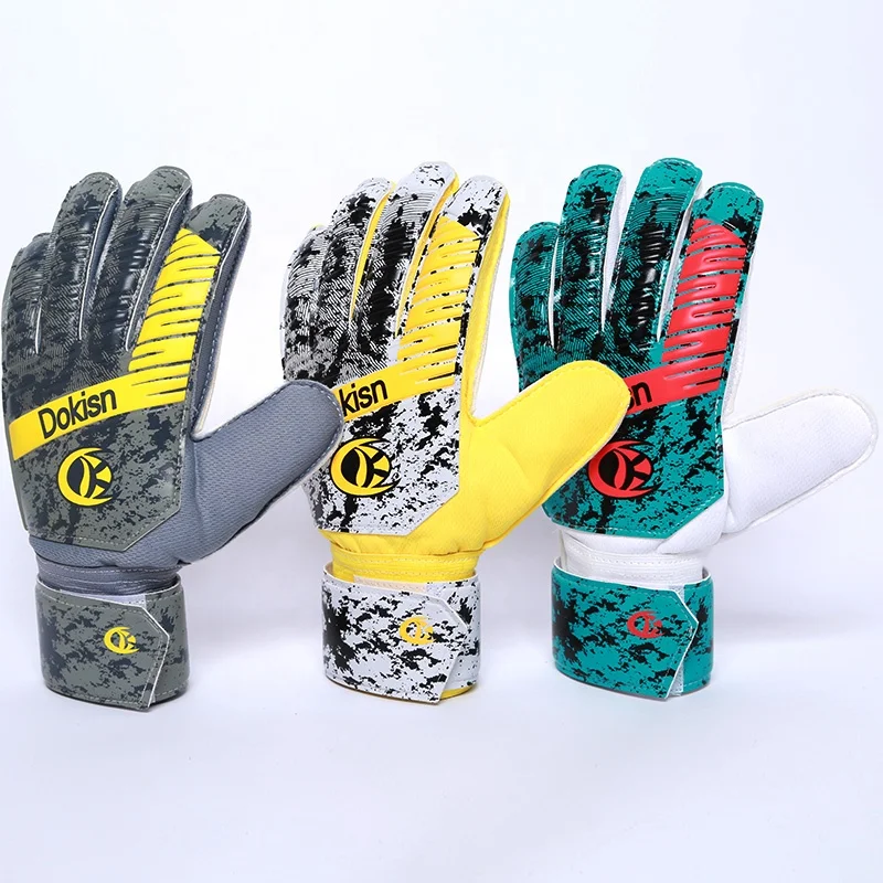 

Professional Goalkeeper gloves Latex soccer goalie gloves with finger guards football gloves, Blue,gray,yellow