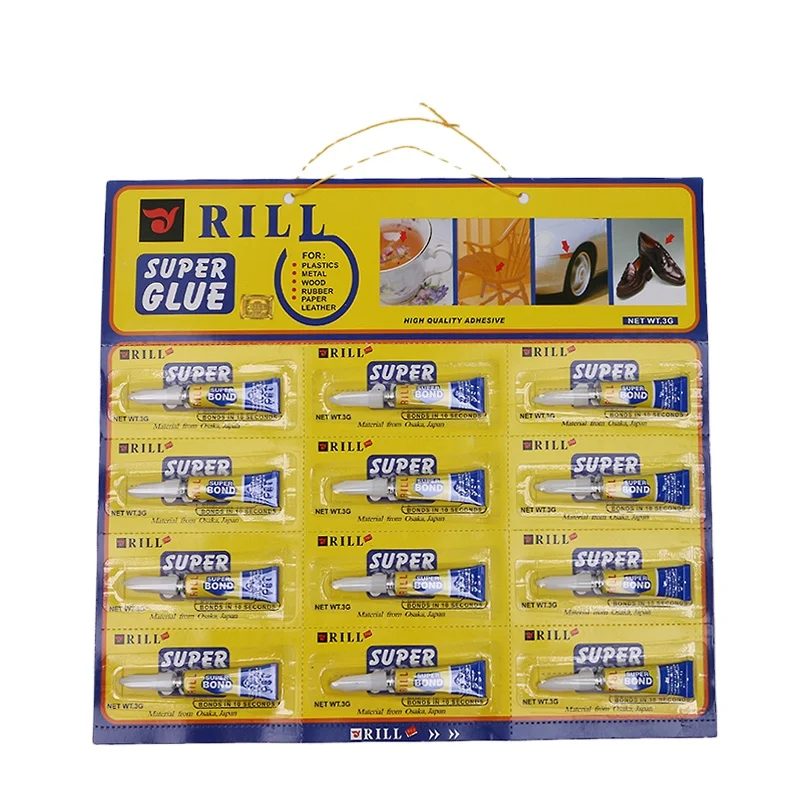 
factory hot sale cheaper super glue 12pcs black blister card 
