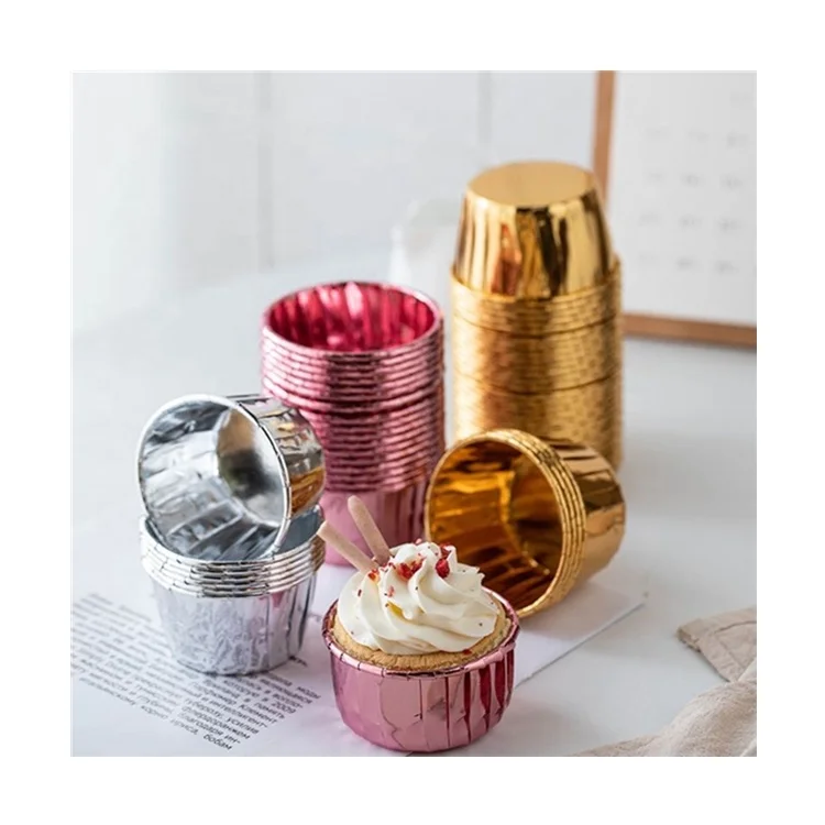 

Beheart Bakery Gold Sliver Cupcake Mould Aluminized Paper Cake Cups Coted New Disposable