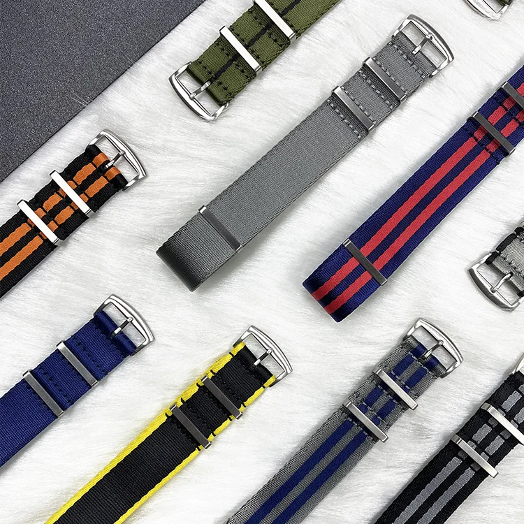 

JUELONG Nato Strap Herringbone18mm 20mm 22mm Seatbelt Watch Band Nylon Watch Bracelet Military Striped Replacement Watch, As our color chart or custom