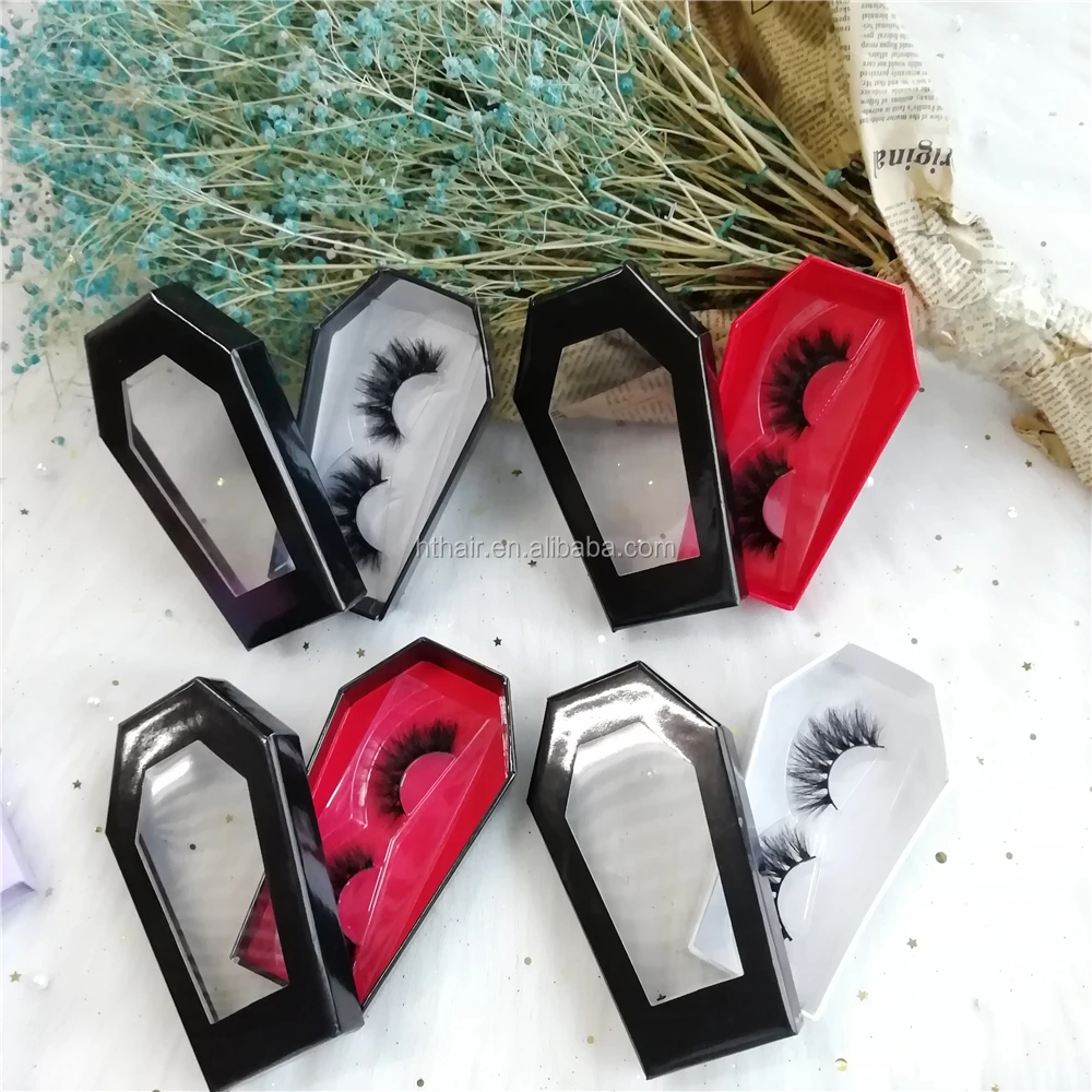 

ready to ship wholesales customized special shape coffin box lash boxes false eyelashes for Halloween lash packaging