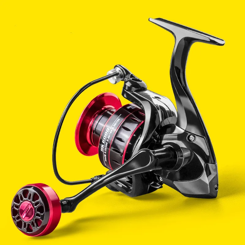 Wholesale Spinning Reel Red Color Metal handle Grip Water Resistance 8KG Max Drag 1000 - 7000 Fishing Reel for Bass Pike Fishing