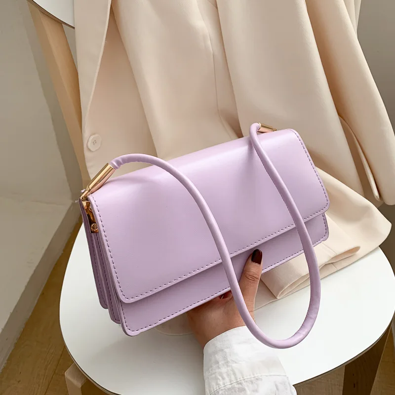 

Fashion 2021 new arrival underarm simple pure color PU leather shoulder bags office ladies handbags clutch purse, As pics