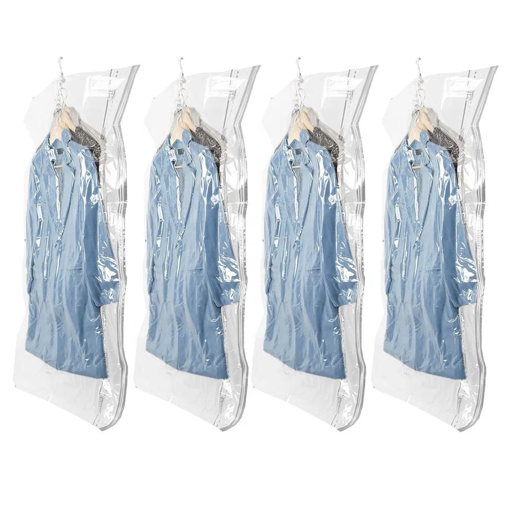 

Environmentally Friendly Hanging Vacuum Clothing Compression Wardrobe Storage Best Transparent Cloth Vacuum Cleaner Bag Cloth, Transparent or others customize colors