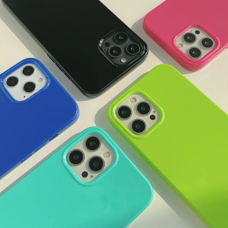 

Unique fluorescent jelly silicon phone cover case for iPhone 7 8 X 12 pro mini